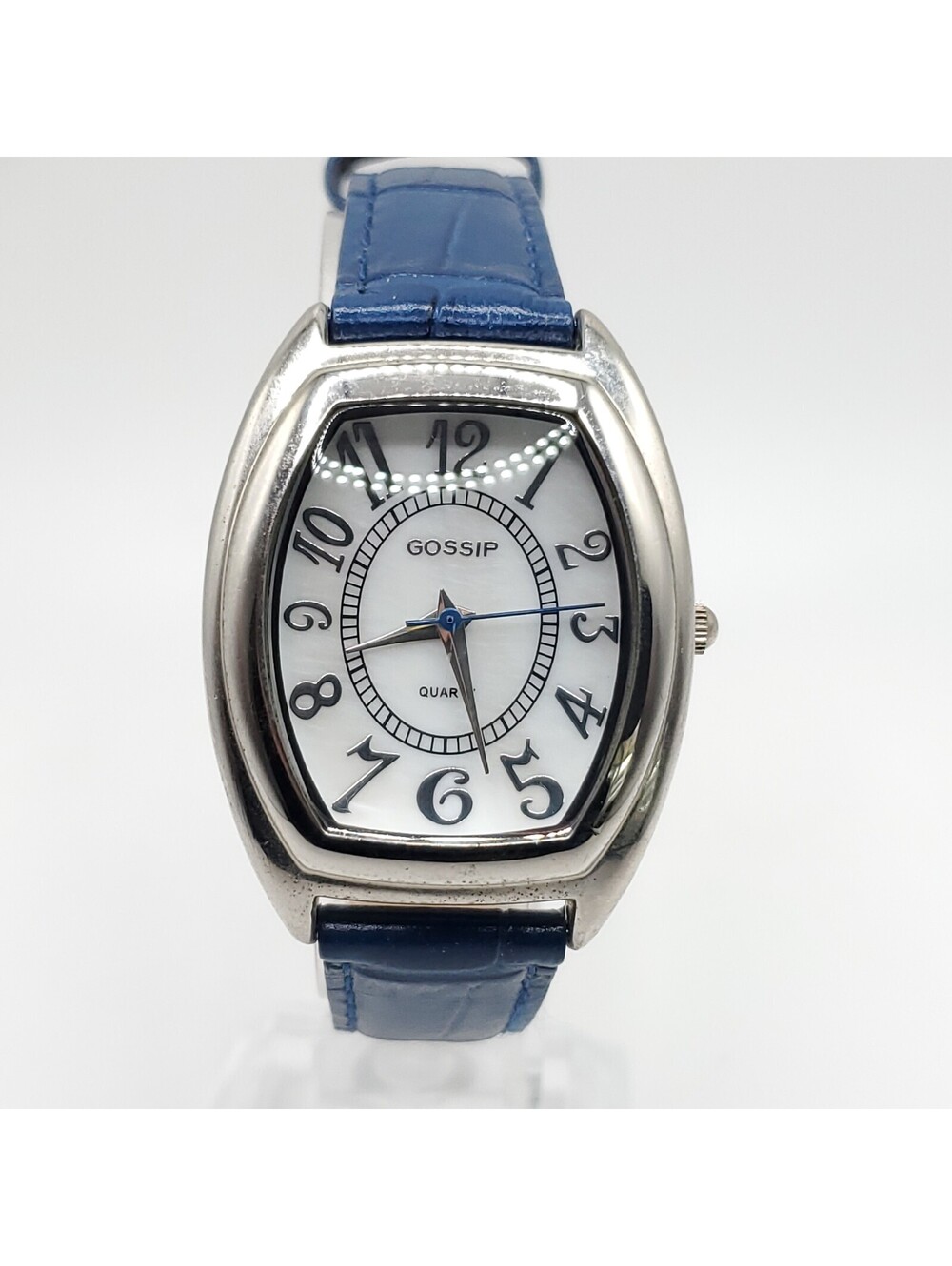 Gossip Quartz Womens Watch 30mm Blue Band Silver Tone New Battery